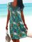 Summer Mini Dress Women Crew Neck Paneled Dresses
