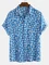 Lightblue Casual Printed V Neck Cotton Shirts & Tops