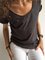 Deep Gray Short Sleeve Sweetheart Cotton Solid Shirts & Tops