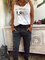 Casual simple round neck printed vest