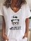 White Cotton Printed Short Sleeve Shirts & Tops