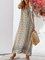 Blue Floral Boho Shift V Neck Dresses
