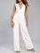 White Sexy Party V Neck Sleeveless Shift Jumpsuits