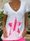 Star Printed Short Sleeve V Neck Tops