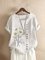 Floral Simple Short Sleeve Cotton Shirts & Tops
