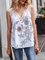 White Floral Sleeveless Floral-Print Lace Top