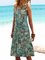 Plus Size Mini Dress Sleeveless Printed Crew Neck Dresses