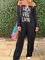 Black Cotton-Blend Casual One-Pieces