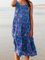 Blue Sleeveless Floral-Print Casual Dresses
