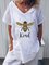 Bee Kind White Short Sleeve V Neck Shirts & Tops