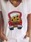 White Short Sleeve V Neck Patchwork Printed Shirts & Tops