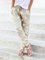 Beige Floral Casual Shift Cotton-Blend Pants