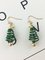 Women Green Mini Tree Metal Earrings