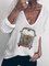 White Long Sleeve Printed Shirts & Tops