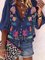 Women V-Neck Floral-Print Vintage Blouses