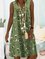 Cotton-Blend Printed Cold Shoulder Casual Dresses