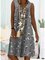Cotton-Blend Printed Cold Shoulder Casual Dresses
