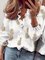 Casual Ruffled V neck Long Sleeve Shirts & Tops