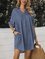 The Blue Stripe Solid Casual Denim Short Sleeve Dresses