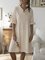 Apricot Half Sleeve Cotton Shift Lace-Up Dresses