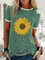 Women Sunflower Printed Summer Casual Tees