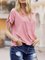 Short Sleeve Solid V Neck Casual Blouse