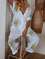 White Casual Floral-Print Cotton One-Pieces
