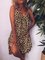 Leopard V Neck Printed Cotton-Blend Sleeveless Dresses