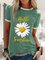 Green Cotton Round Neck Printed Casual Shirts & Tops