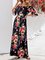 Black V Neck Floral Boho Swing Dresses