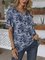 Blue Short Sleeve V Neck Boho Shirts & Tops