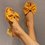 Chunky Heel Bowknot Cloth Slide Sandals