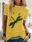 Yellow Cotton Short Sleeve Printed Patchwork Shirts & Tops