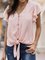 Solid V Neck Shift Short Sleeve Daily Blouse