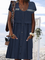 Paneled Crew Neck Casual Cotton-Blend Dresses