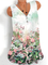 Green Floral-Print V Neck Floral Casual Shirts & Tops