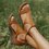 Women Casual Leather Comfy Wedge Sandals