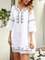 Off White Cotton-Blend Shift Tribal Boho Dresses