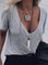 Gray Plain V Neck Shift Short Sleeve Shirts & Tops