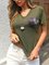 Green Short Sleeve V Neck Shirts & Tops