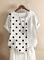 White-Black Polka Dots Short Sleeve Shirts & Tops