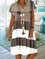 Short Sleeve V Neck Striped Dresses