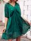 Darkgreen Short Sleeve V Neck Solid Dresses