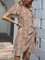 Coffee Floral Chiffon Boho Dresses