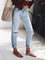 Plus size Solid Casual Denim Ripped Jeans