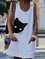 White Casual Daily Cartoon Printed Pockets Sleeveless Shift Dresses