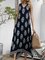 Black Floral V Neck Sleeveless Cotton-Blend Dresses
