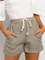 Solid Cotton-Blend Casual Pockets Pants