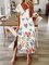 Butterfly White Cotton-Blend Short Sleeve Crew Neck Dresses