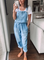 Blue Casual Denim One-Pieces